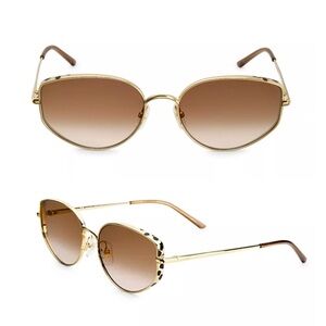 Cartier Panthère Metal Cat-Eye Abstract Sunglasses in Smooth Gold
